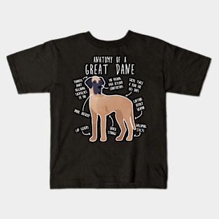 Fawn Great Dane Dog Anatomy Kids T-Shirt